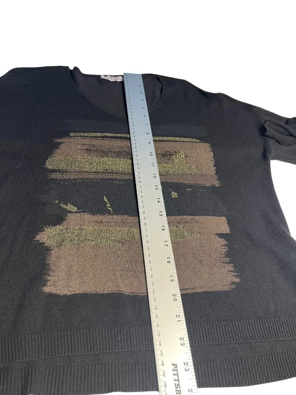 Gigi Moda Maya Knit Sweater With Metallic Brush Stroke Design - One Size f